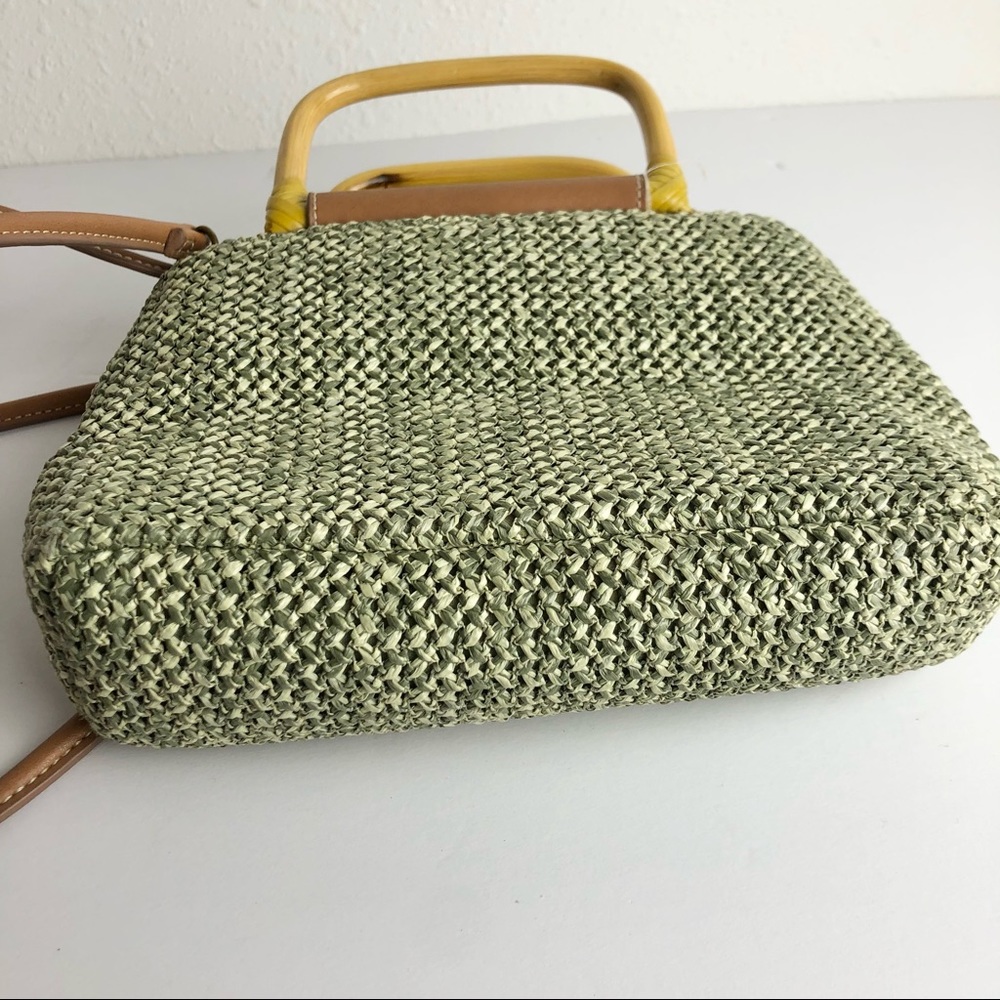 Fossil Yellow Handle Green Weave Bag - Picture 6 of 7